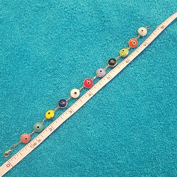925 sterling silver colorful evil eye bracelet - Picture 4 of 6